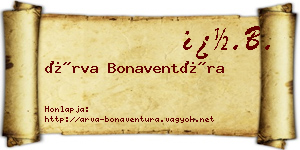 Árva Bonaventúra névjegykártya